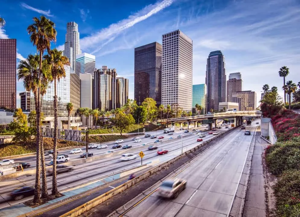 Glendale CA street with palm trees