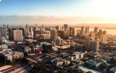 San Diego skyline at sunset